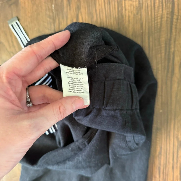 1901 Linen Wide Leg Urban Black Crop Stretch Pants Pockets Women’s Size Small - Picture 6 of 6